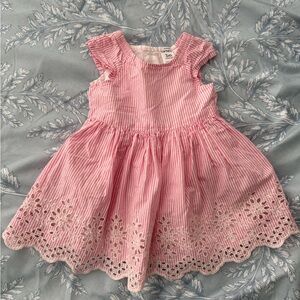 Carter's Pink Striped Dress with Lace Hem